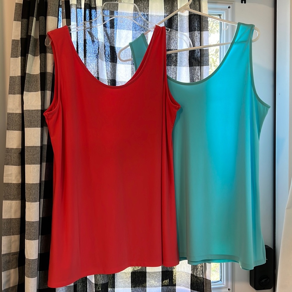 Set of 2 Alisha D Tank Camisoles Turquoise and Orange Size Large